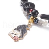 2Pcs 2 Style Halloween Alloy Enamel Charm Bracelets Set with Skull Cross BJEW-JB08006-6