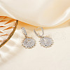 Brass Clear Cubic Zirconia Flat Round with Star Hoop Earrings JU6465-2-2