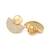 Fan Brass Pave Clear Cubic Zirconia Stud Earrings EJEW-M258-34G-2