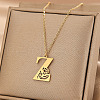 304 Stainless Steel Flower Initial Pendant Necklaces WGE911E-26-1