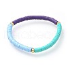 Eco-Friendly Handmade Polymer Clay Heishi Beads Stretch Bracelets BJEW-JB04615-M-2