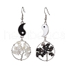 Natural Moonstone and Natural Obsidian Dangle Earrings EJEW-JE05743-1