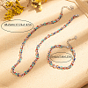 Stainless Steel Enamel Cable Chain Bracelets & Necklaces Sets for Women PT7078-2