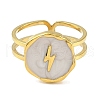 304 Stainless Steel Enamel Open Cuff Rings for Women RJEW-F166-41G-01-2