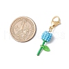 Mother's Day Carnation Glass Seed Beads & Acrylic Dendant ecorations HJEW-MZ00228-05-3