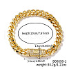 Luxurious Classic Brass Clear Cubic Zirconia Curb Bracelets for Women CS9199-1-1