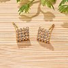 Square Brass Micro Pave Clear Cubic Zirconia Stud Earrings for Women EJEW-G428-12G-01-1