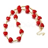 Brass & ABS Imitation Pearl Heart and Round Beaded Necklaces for Women NJEW-D314-11A-G-4