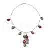 Colorful Nuggets Acrylic Pendant 304 Stainless Steel Cable Chain Necklaces NJEW-JN05303-4