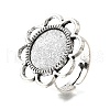 Vintage Adjustable Iron Finger Ring Components Alloy Flower Cabochon Bezel Settings X-PALLOY-O039-25AS-1