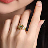 Flower Brass Micro Pave Cubic Zirconia Finger Rings for Women FS-WG0F6E7-03-3