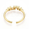 Brass Micro Pave Cubic Zirconia Cuff Rings for Women KK-T070-110-4