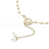 Brass Handmade Cable Link Chain Glass Pearl Tassel Necklaces for Women NJEW-JN05292-5