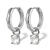 S925 Sterling Silver Flat Round Hoop Earrings NE2810-2-1