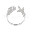 304 Stainless Steel Starfish & Shell Open Cuff Rings for Women RJEW-C095-09P-3