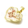 Brass Micro Pave Cubic Zirconia Enamel Pendants KK-V007-41G-02-2