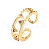 Rack Plating Brass Micro Pave Cubic Zirconia Open Cuff Rings for Women RJEW-U026-05G-01-2