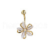 Flower Brass Cubic Zirconia Curved Barbell Belly Rings FS-WG56D26-01-2