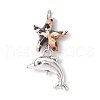 7Pcs 7 Styles Dyed Synthetic Turquoise Starfish & Alloy Sea Animals Pendants PALLOY-JF03754-06-3