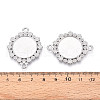 304 Stainless Steel Flat Round with Flower Connector Cabochon Settings STAS-N114-03P-3