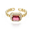 Mother's Day Rings Brass Micro Pave Cubic Zirconia Cuff Rings RJEW-Q161-003C-NF-2