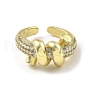 Rack Plating Brass Micro Pave Cubic Zirconia Open Cuff Ring RJEW-H218-04G-2