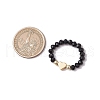 Glass & Brass Beaded Stretch Rings for Women RJEW-JR00858-01-3