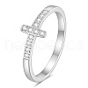 Cross Stainless Steel Micro Pave Clear Cubic Zirconia Finger Rings for Women FS-WG88B59-03-4