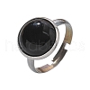 Half Round Natural Black Agate Finger Rings RJEW-M062-01P-05-2