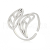 Hollow Out Leaf 201 Stainless Steel Adjustable Cuff Rings FS-WG4978C-01-4