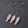 Natural Rose Quartz Pointed Dowsing Pendulums AJEW-B020-03P-07-1