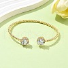 Round Brass Micro Pave Cubic Zirconia Cuff Bangles & Rings Sets for Women SJEW-R002-01G-02-3