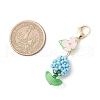 Flower Glass Pearl & Seed Beads Pendant Decorations HJEW-MZ00274-02-3