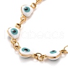 Enamel Heart with Evil Eye Link Chains Bracelet BJEW-P271-07G-02-2
