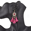 304 Stainless Steel Polycotton Tassel Chandelier Earrings EJEW-JE06452-02-3