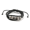 Braided PU Leather & Waxed Cords Triple Layer Multi-strand Bracelets BJEW-P329-10AS-2