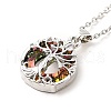 Colorful Glass Donut with Tree of Life Pendant Necklace NJEW-J008-01B-P-2