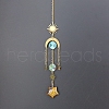 Natural Tiger Eye Star Sun Catcher Hanging Ornaments with Brass Sun HJEW-PW0002-13E-1