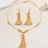 Brass Round Beaded Tassel Earrings & Necklaces Sets for Women VL7568-5