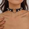Spiked Rivet Alloy Heart Link PU Leather Choker Necklaces for Women FS-WGC3189-01-1