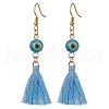 Evil Eye Lampwork & Tassel Earrings EJEW-JE05592-01-1