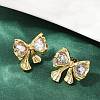 Bowknot 304 Stainless Steel Glass Stud Earrings EJEW-M105-02G-4