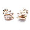 Brass Micro Pave Clear Cubic Zirconia Pendants KK-S359-109-RS-2