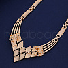 Rhombus Alloy Crystal Rhinestone Chain Necklaces & Stud Earrings Sets FS-WG42A89-01-4