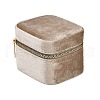 Mini Rectangle Velvet Jewelry Storage Zipper Boxes with Mirror Inside CON-Z009-04B-2