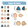 FIBLOOM 18 Pairs 18 Style Sparkling Triangle & Hexagon & Flat Round Resin Stud Earrings EJEW-FI0001-81-2