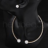 Round Plastic Imitation Pearl Stud Earrings & Rhinestone Cuff Choker Necklaces Sets SJEW-U003-04G-2