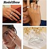 3Pcs 3 Styles Zinc Alloy Micro Pave Clear Cubic Zirconia Finger Rings FS-WG142C0-04-2