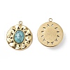 PVD Vacuum Plating 201 Stainless Steel Synthetic Turquoise Pendants STAS-C064-VC875-1-2