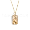 Brass Micro Pave Cubic Zirconia Rectangle with Constellation Pendant Necklaces PW-WG95654-10-1